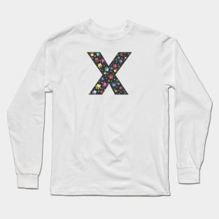 X letter with colorful paw print Long Sleeve T-Shirt